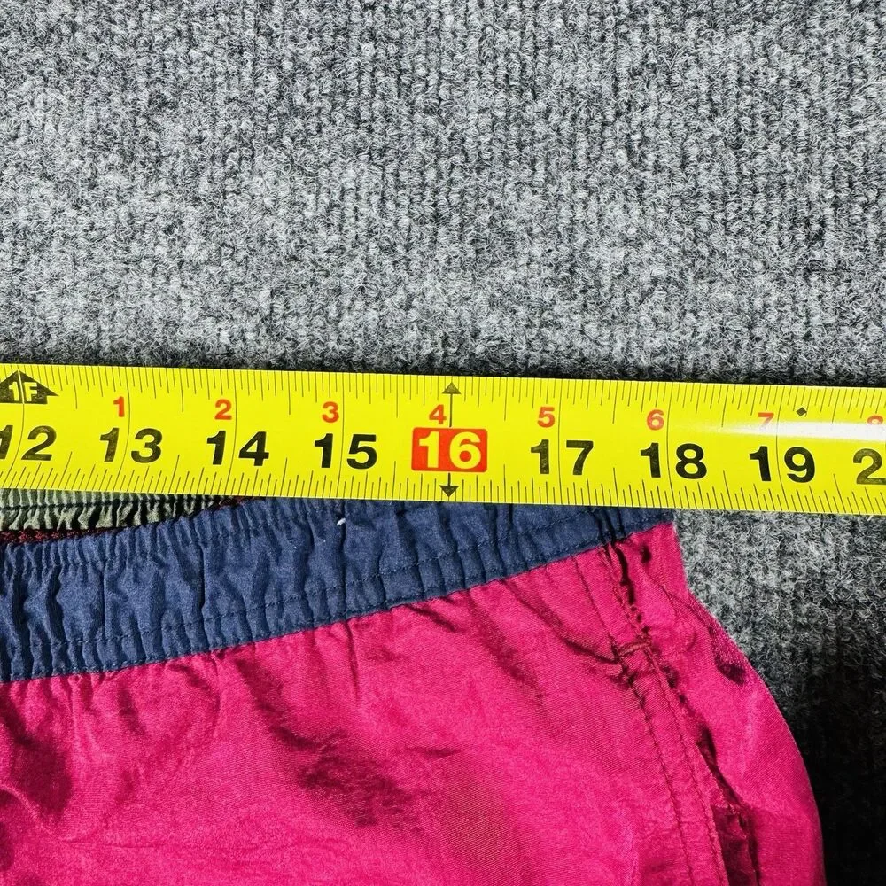 Vintage 90s Speedo Spell Out Swim Trunks Men's Colorblock Pink Navy Shorts Retro
